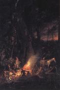 Augustus Earle A Bivouac of Travellers in Australia in a Cabbage Tree Forest,Day Break oil painting